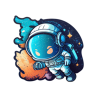 Astronaut And Planet Stickers Watercolor t-shirt design, transparent background, png