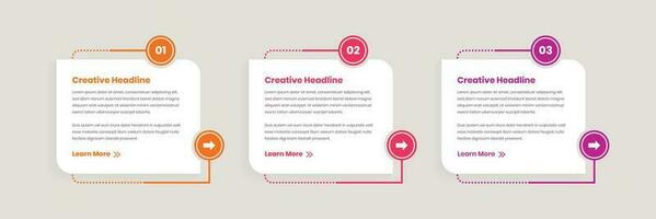 Three steps simple modern professional business process infographic layout design vector