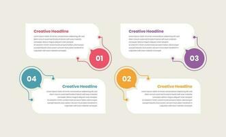 cuatro pasos texto presentación negocio infografía modelo diseño con número y resumen forma vector