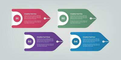 Steps infographic business text and features presentation card element with number vector