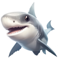 schattig haai clip art waterverf t-shirt ontwerp, transparant achtergrond, ai gegenereerd png