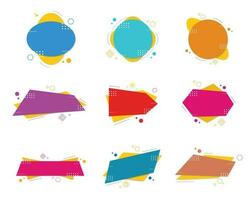 Set of different colorful text boxes shape geometric flat banners, modern abstract shapes for sale promotion. vector