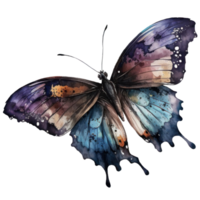 oscuro mariposas clipart acuarela camiseta diseño, transparente fondo, ai generado png