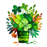 st patricks day Retro Style Emblems leaf clover watercolor png