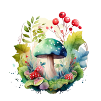 aquarelle mystique champignons clipart ai génératif png