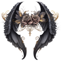 dunkel Engel Flügel Clip Art Aquarell T-Shirt Design, transparent Hintergrund, ai generiert png