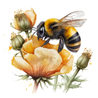 abeja flores colección ai generativo png