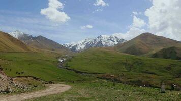 le route parmi le Montagne paysages de Kirghizistan video