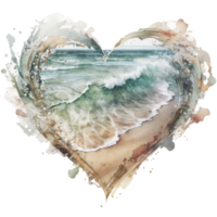 Ozean Strand Sommer- Clip Art Aquarell T-Shirt Design transparent Hintergrund, ai generiert png