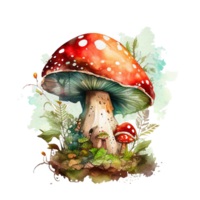 aquarelle mystique champignons clipart ai génératif png