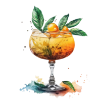 schattig bar cocktails verzameling waterverf t-shirt ontwerp, transparant achtergrond, ai gegenereerd png