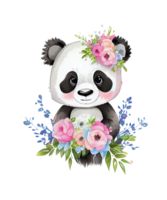 Cute Animals Watercolor flowers png