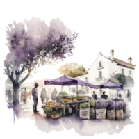 Lavender Field Lilac Clipart watercolor t-shirt design transparent background, AI generated png