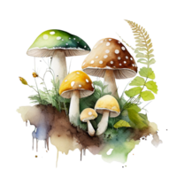 waterverf mystiek champignons clip art ai generatief png