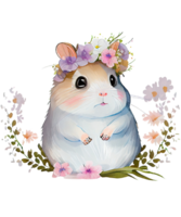 carino animali acquerello fiori ai generativo png