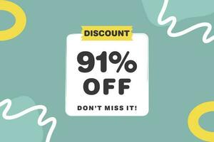 91 percent Sale and discount labels. price off tag icon flat design. vector