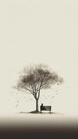 illustration of lonely, minimalist art, . photo