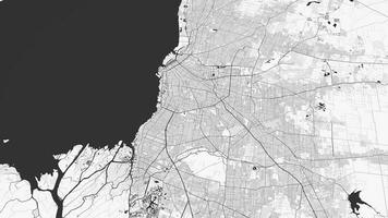 Black white Buenos Aires map background loop. Spinning around Argentina city air footage. Seamless panorama rotating over downtown backdrop. video