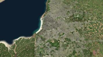 Satellit Buenos Aires Karte Hintergrund Schleife. Spinnen um Argentinien Stadt Luft Filmaufnahme. nahtlos Panorama rotierend Über Innenstadt Hintergrund. video