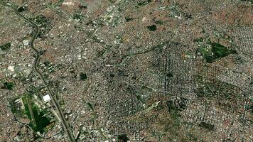 Satellite Sao Paulo map background loop. Spinning around Brazil city air footage. Seamless panorama rotating over downtown backdrop. video