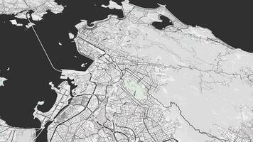 negro y blanco rio Delaware janeiro mapa antecedentes bucle. hilado alrededor Brasil ciudad aire imágenes. sin costura panorama giratorio terminado céntrico fondo. video