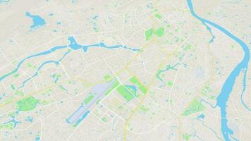 común sencillo dhaka mapa antecedentes bucle. hilado alrededor Bangladesh ciudad aire imágenes. sin costura panorama giratorio terminado céntrico fondo. video