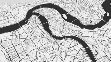 Black and white Chongqing map background loop. Spinning around China city air footage. Seamless panorama rotating over downtown backdrop. video
