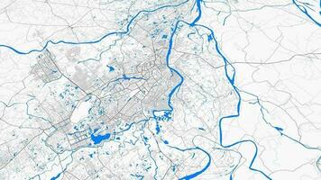 azul gris dhaka mapa antecedentes bucle. hilado alrededor Bangladesh ciudad aire imágenes. sin costura panorama giratorio terminado céntrico fondo. video