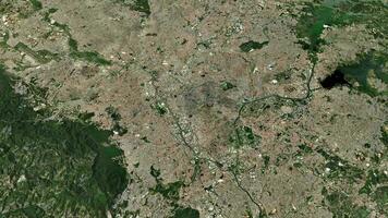 satellitare sao paulo carta geografica sfondo ciclo continuo. Filatura in giro brasile città aria filmato. senza soluzione di continuità panorama rotante al di sopra di centro sfondo. video