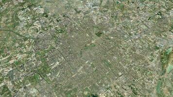 Satellit Peking Karte Hintergrund Schleife. Spinnen um China Stadt Luft Filmaufnahme. nahtlos Panorama rotierend Über Innenstadt Hintergrund. video