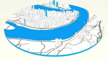 3d Modell- Chongqing Karte Hintergrund Schleife. Spinnen um China Stadt Luft Filmaufnahme. nahtlos Panorama rotierend Über Innenstadt Hintergrund. video
