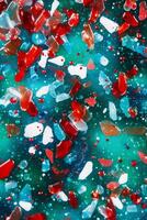 Teeny tiny tulle sparkles glam red and turquoise hd wallpaper, in the style of white, vibrant academia, poured, white and teal, psychedelic. photo