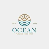 creativo minimalista playa Oceano Insignia logo diseño concepto vector ilustración idea