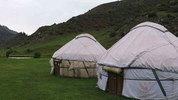 Traditional Yurt Camp With Lighting In The Mountains Of Kyrgyzstan video