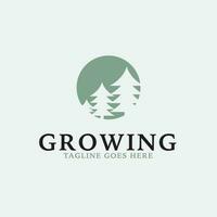 Creative growth logo combination with pine tree icon design concept illustration idea vector