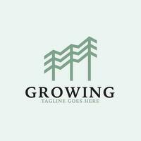 Creative growth logo combination with pine tree icon design concept illustration idea vector