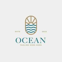 Creative minimalist beach ocean badge logo design concept vector illustration idea