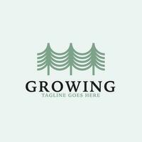 Creative growth logo combination with pine tree icon design concept illustration idea vector