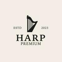 Creative harp logo design concept illustration idea vector