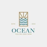 Creative minimalist beach ocean badge logo design concept vector illustration idea