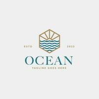 Creative minimalist beach ocean badge logo design concept vector illustration idea