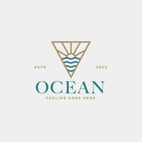 Creative minimalist beach ocean badge logo design concept vector illustration idea