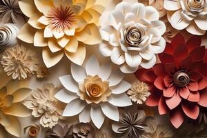 sin costura papel artesanía, en capas Arte de flores, espacio de copia. ai generativo foto