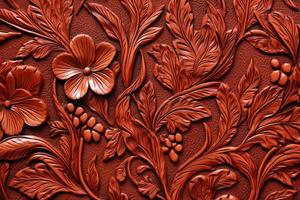 Tooled Leather Flower Pattern background. photo