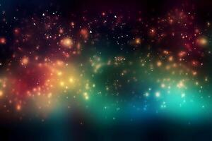 A blurred star light, aurora sky abstract background with bokeh glow, Illustration. photo