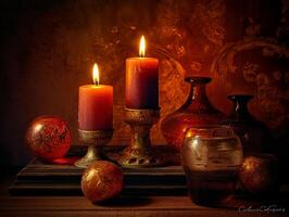 Candlelight, realistic photography background. photo