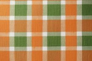 orange fabric textile pattern, plaid background, linen cotton. photo