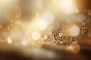 A blurred gold light, silver light abstract background with bokeh glow, Illustration. photo