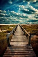 Boardwalk leading to the heaven, divine style, holy fantasy. photo