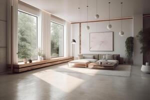 foto de un minimalista vivo habitación. ai generativo